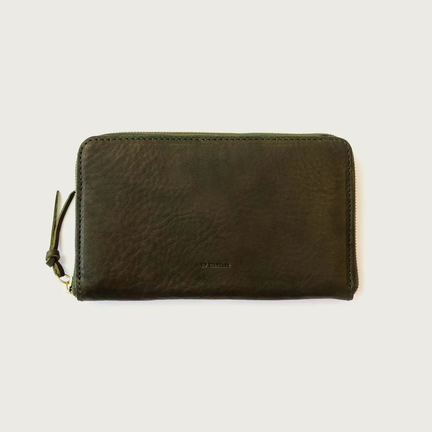 Leather Zip Wallet - Olive