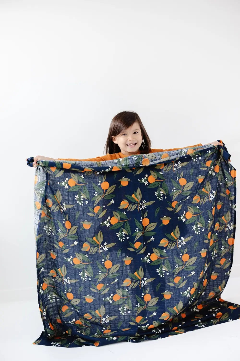 Navy Clementine Swaddle Blanket